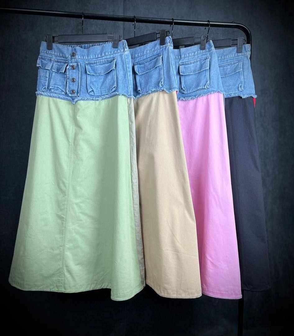 🌟 Юбки с лампасами и джинсовым верхом